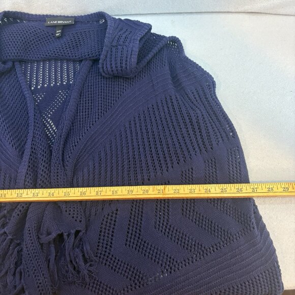 Lane Bryant Blue Sleeveless‎ Knit Fringe Hem Waterfall Sweater Vest 22/24 Boho - Picture 12 of 15